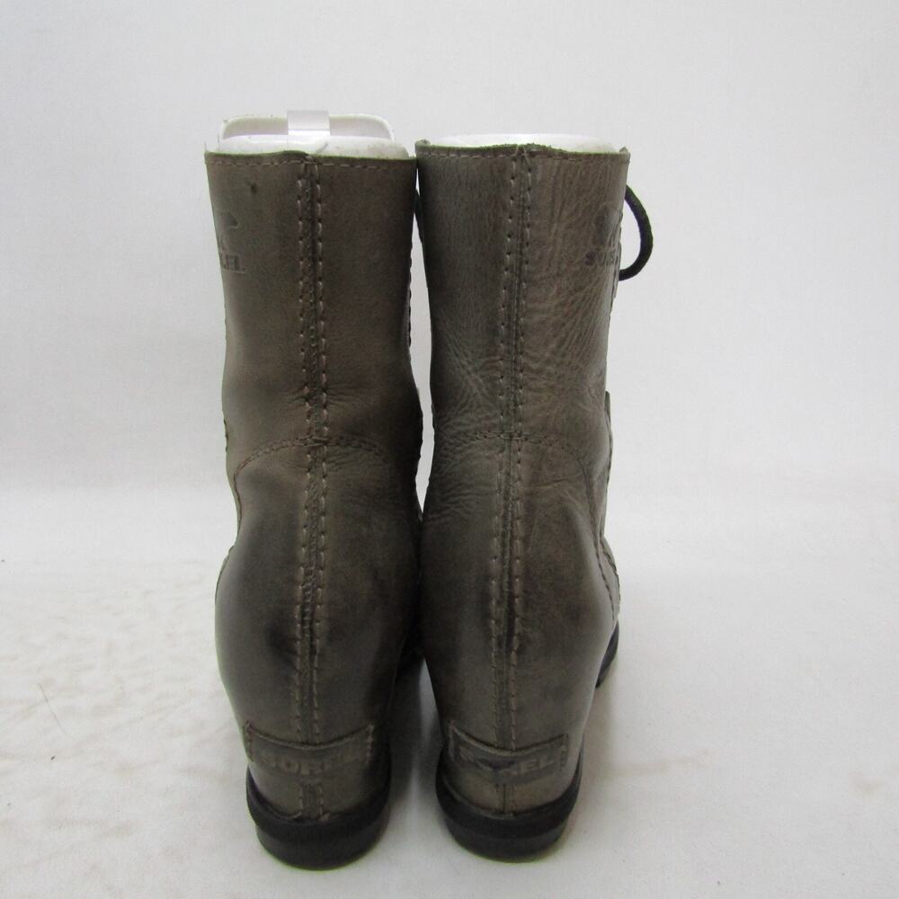 Sorel Womens Sz 7 M Gray Leather Lace Up Wedge Ankle Fashion Boots Bootie - Picture 7 of 11